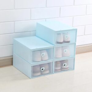 Transparent Shoe Storage Boxes with Heart-Shaped Handles (Set of 5) 31*20*12cm Blue by Elosung