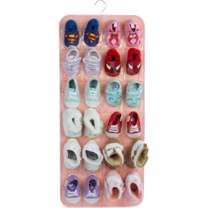 Hanging Felt Shoe Organizer with 24 Clear Pockets - Anti-Rust Metal Hanger Included