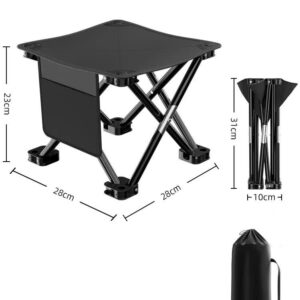Black Outdoor Folding Stool - Lightweight Portable Picnic Chair