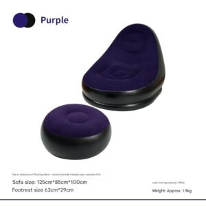 And Black Patchwork Portable Inflatable Sofa Chair with Ottoman - Waterproof Flocked Lazy Sofa for Camping and Home Use by Elosung