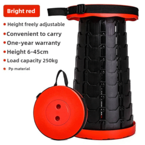 and Red Splicing Color Portable Outdoor Telescopic Folding Stool with 100 Weight-Bearing Buckles