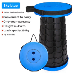 and Blue Splicing Color Portable Outdoor Telescopic Folding Stool with 100 Weight-Bearing Buckles