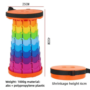 Color Stitching Orange Portable Outdoor Telescopic Folding Stool with 100 Weight-Bearing Buckles