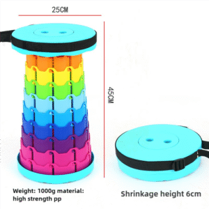 Color Stitching Cyan Portable Outdoor Telescopic Folding Stool with 100 Weight-Bearing Buckles