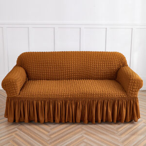 Yellow Single Sofa Bubble Gauze Sofa Cover with Skirt - Full Elastic Dustproof Single Seater 90-140cm by Elosung