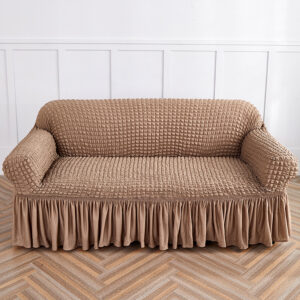 Tan Three-person Sofa Bubble Gauze Sofa Cover with Skirt - Full Elastic Dustproof Three-person Seater 190-230cm by Elosung