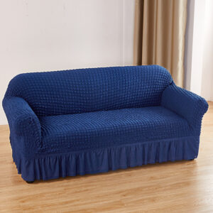 Blue Three-person Sofa Bubble Gauze Sofa Cover with Skirt - Full Elastic Dustproof Three-person Seater 190-230cm by Elosung