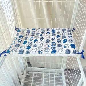 Cat Cage Platform Pad - Blue cat pattern on white background (30x50cm) by Elosung