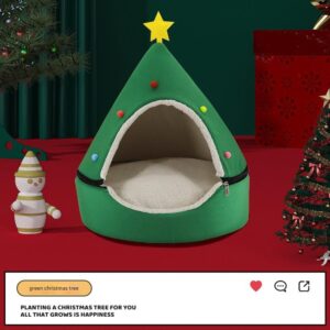 Detachable Pet House - Cozy Green Christmas tree Design (S - 37x46cm) by Elosung
