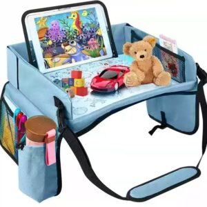 Car Seat Organizer Tray for Kids - Travel Toy Storage with 43×36.5×30cm Large Capacity - Backseat Activity Tray with Storage Pockets by Elosung