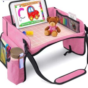 Car Seat Organizer Tray for Kids - Travel Toy Storage with 43x36.5x30cm Large Capacity - Backseat Activity Tray with Storage Pockets by Elosung