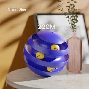 Blue Interactive Cat Scratching Ball Toy - Multi-layer Track with Rolling Ball by Elosung