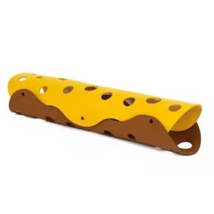 Felt Cat Tunnel - Foldable Egg Roll-Shaped Pet Toy with Multiple Holes(Brown+Yellow) by Elosung
