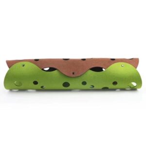 Felt Cat Tunnel - Foldable Egg Roll-Shaped Pet Toy with Multiple Holes(Brown + Green) by Elosung