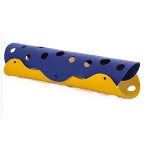 Felt Cat Tunnel - Foldable Egg Roll-Shaped Pet Toy with Multiple Holes(Yellow + Royal Blue) by Elosung