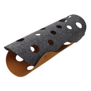 Felt Cat Tunnel - Foldable Egg Roll-Shaped Pet Toy with Multiple Holes(Brown + Gray) by Elosung