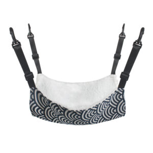 Cage Hammock - Adjustable Double-Sided Pet Swing Bed with Hooks(White and blue stripes) by Elosung
