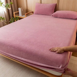 paste color Plush Crystal Velvet Fitted Sheet - Ultra Soft