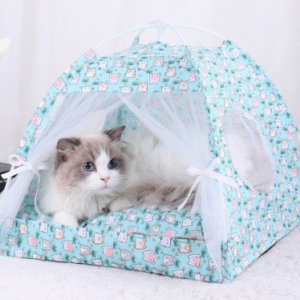 50*50CM 15 Catties Within The Pet Blue Cat Cooling Summer Pet Tent - Portable Foldable Breathable Outdoor Cat House Shelter by Elosung