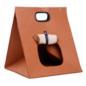 Cozy A-Frame Felt Pet Teepee - Foldable & Portable Cat Cave Bed with Easy Carry Handle by Elosung
