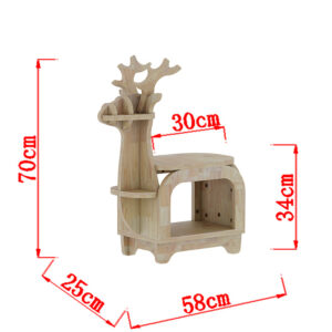 Planking Small Creative Reindeer-Shaped Solid Wood Bookshelf for Kids by Elosung