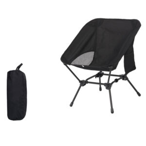 Lightweight Portable Camping Chair - Adjustable Height Folding Moon Chair with Breathable Mesh & Carry Bag for Outdoor