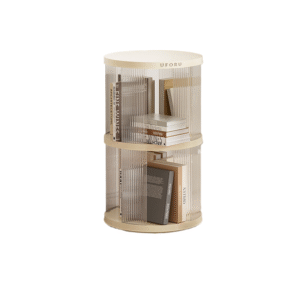 circular bookshelf 2 layers- Cream White Multi-Layer Storage Rack