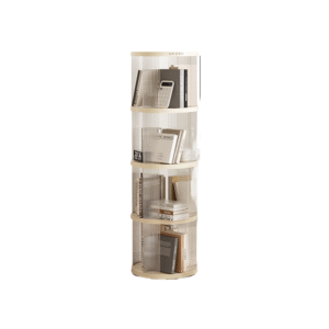 circular bookshelf with four layers- Cream White Multi-Layer Storage Rack