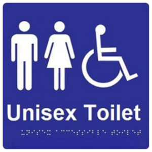 Accessible Toilet Braille Sign Blue / White by Topline