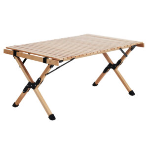 Outdoor Furniture Wooden Egg Roll Picnic Table Camping Desk 90CM by Gardeon